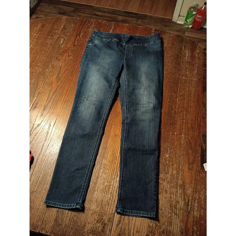 Chicos .5 Size 6 Elastic Waist Pull On Skinny Stretch Denim Blue Jeans Pants